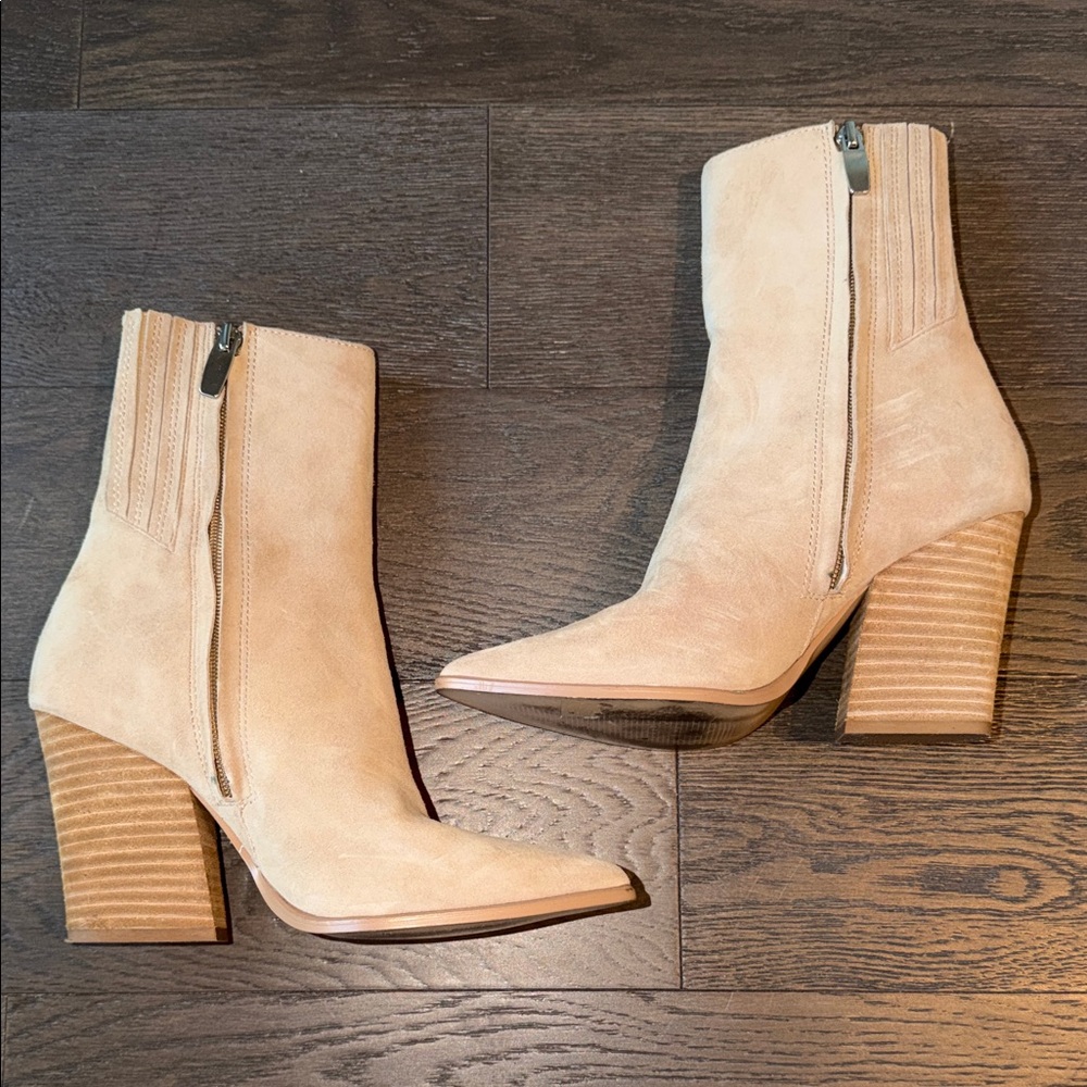 Steve Madden Tan Suede Rickki Heeled Boots - Picture 3 of 5